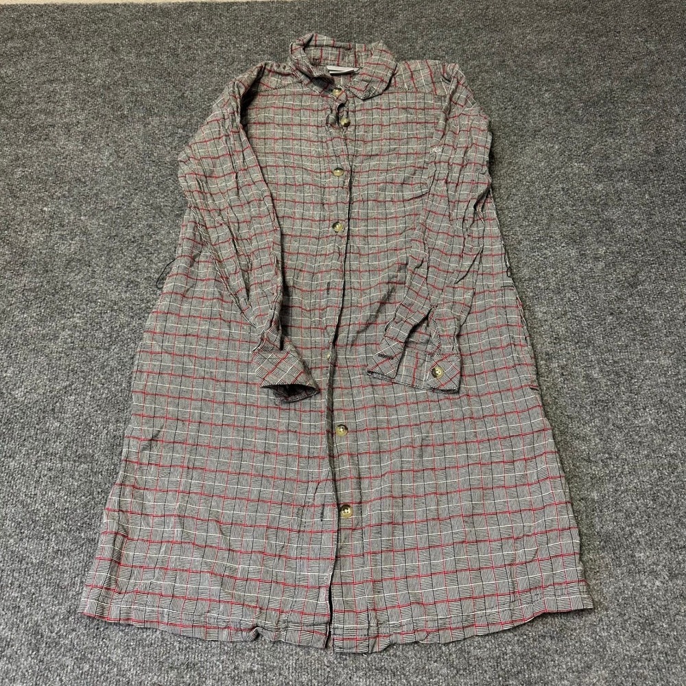 Columbia Shirt Dress Womens Size XS Red Black Plaid Viscose Long Sleeve Outdoor